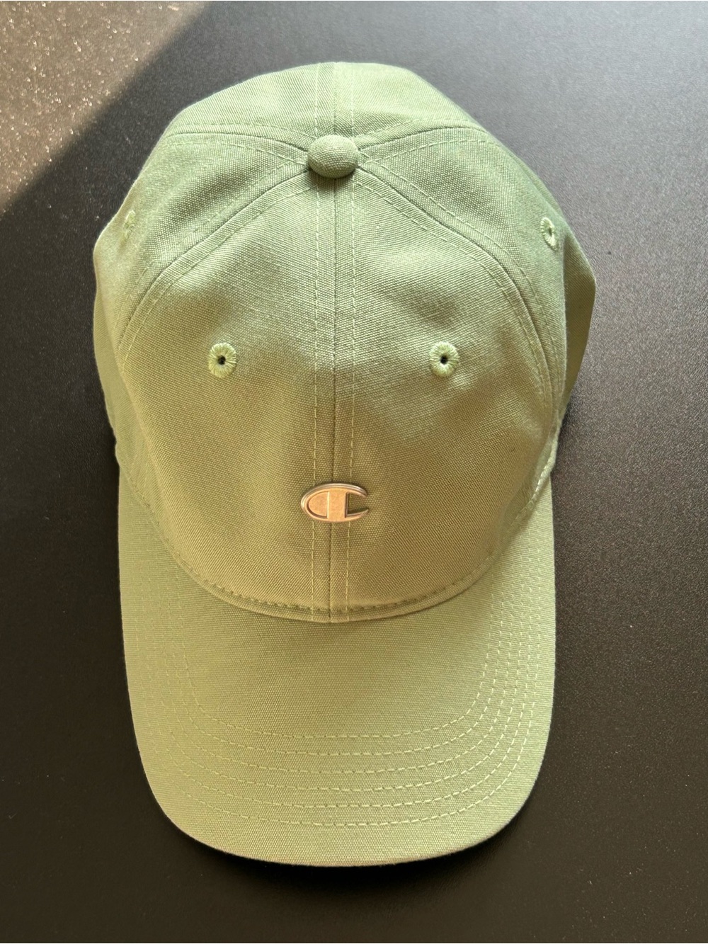 Champion Kids Light Olive Green Baseball Cap with Metal C Logo